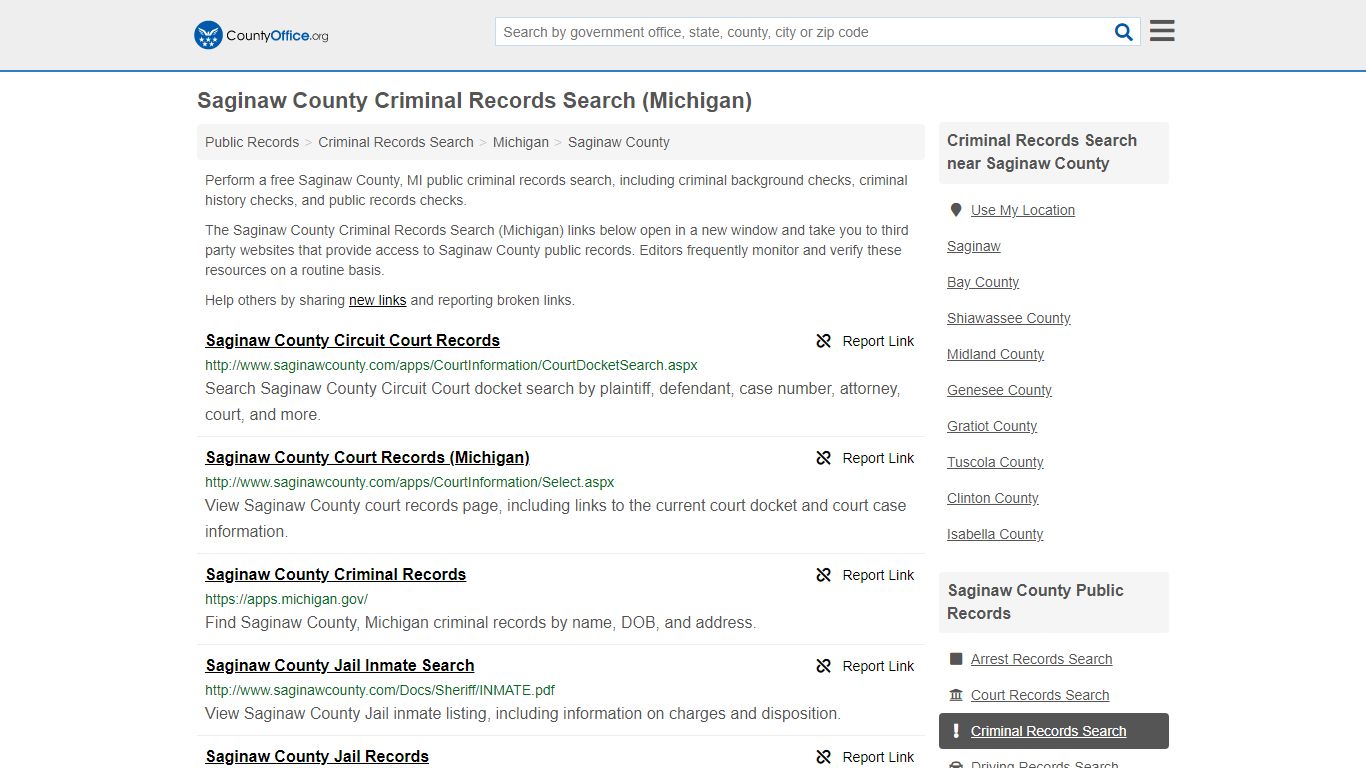 Criminal Records Search - Saginaw County, MI (Arrests ...